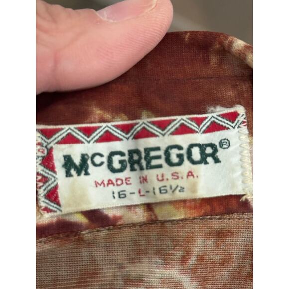 Vintage Mcgregor Men 70s Brown Collared Button Down Shirt Size Large - Picture 3 of 4